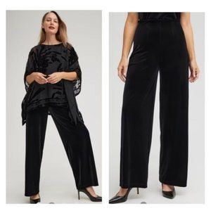 Chico’s Women’s Traveler Collection Velvet Wide Leg Dress Pants Black Size XL